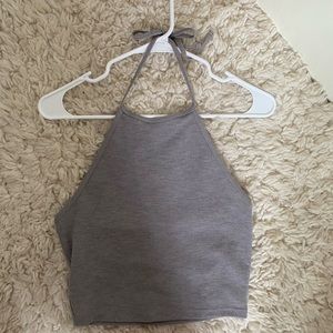 garage, size small, silver sparkly, backless halter top